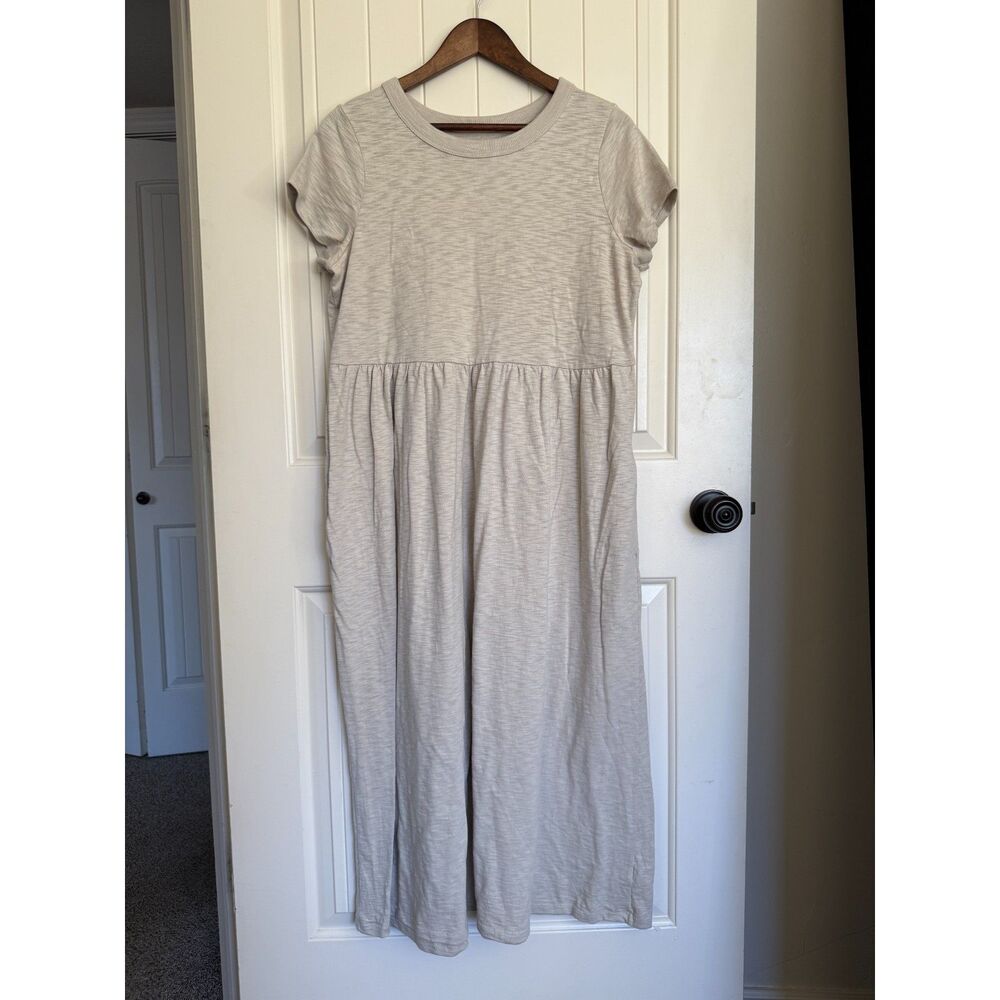 Universal Thread Women's Short Sleeve Babydoll TShirt Maxi Dress, Tan, Sz Medium